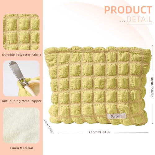 Bubble Cloud Makeup Bag - Large Capacity Travel Cosmetic Organizer | Puffy quilted design, smooth zipper, cute aesthetic makeup pouch, ideal for daily storage, travel, for women, girls - color: Yellow