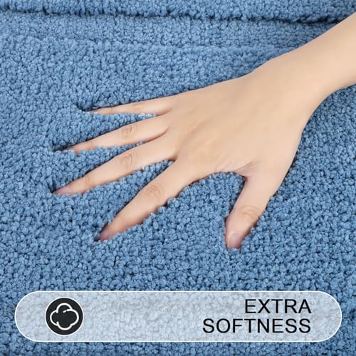 SHACOS Bathroom Rugs Sets 3 Piece with Toilet Lid Cover | 20"x32"Bath Mat and 20"x24" U-Shape Contoured Toilet Mat Machine Washable Shaggy Absorbent Bath Rugs(Blue) - color: Blue, size: 20"x32"+U-Shape 20"x24"+Lid Cover 19"x21"