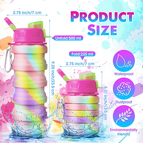 CHENGU 5 Pcs Collapsible Water Bottles 16 oz Portable Foldable Water Bottles Silicone Leak Proof Travel Water Bottle Reusable Sports Water Bottle with Metal Clip for Camping Hiking Travel (Colorful) - color: Colorful