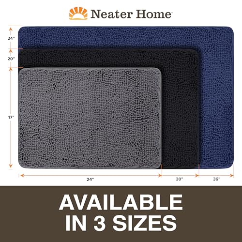 Neater Home Plush Bathroom Rugs 30x20 Thick Chenille Quick Dry Microfiber Absorbent Bath Mat, Soft Bath Rugs, Machine Washable Bathroom Floor Mat for Tub Shower Sink, Home Decor Accessories, Black - color: Black, size: 30" x 20"