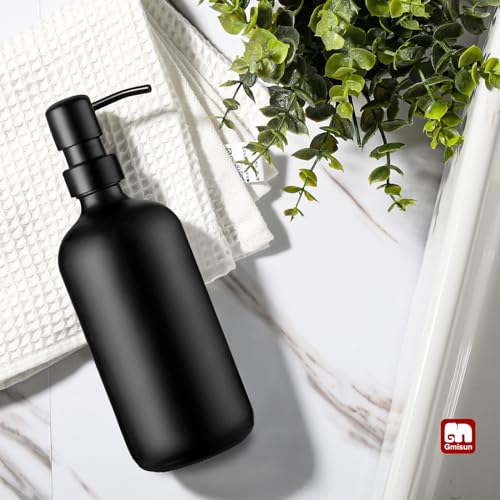 GMISUN Black Soap Dispenser, 1 Pack Matte Black Bathroom Hand Soap Dispensers, 17 Fl Oz Dish Soap Dispenser for Kitchen with Rustproof Stainless Steel Pump, Modern Liquid Dishwashing Dispensers Bottle - color: Black Bottle + Black Pump, size: 1 Pack