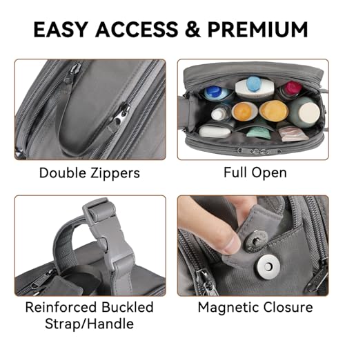 Voova Travel Toiletry Bag for Men Women, Hanging Dopp Kit Water Resistant Shaving Bag for Toiletries Accessories, Small Makeup Organizer Case for Traveling Essentials, Bathroom, Cosmetics, Grey - color: Grey