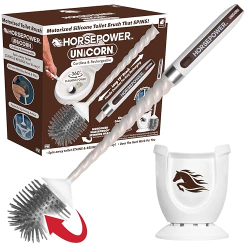 Horsepower Unicorn Electric Toilet Brush – Motorized 360° Silicone Bristles, Rechargeable Cordless Power for Effortless Deep Cleaning – AS-SEEN-ON-TV - color: Brown