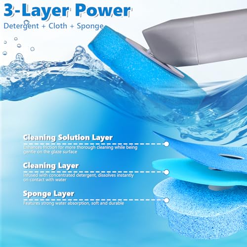 Disposable Toilet Brush Cleaning System, Disposable Toilet Cleaner Wand and Holder Set with 60 Toilet Wand Refills, Extended Handle for Toilet Bowl Cleaners, Bathroom Cleaning, Bathtub - size: 1 set U-shaped + 60 refills