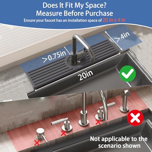 Kitchen Faucet Mat, Diatomite Sink Faucet Mat Splash Guard for Kitchen, Water Absorbing Stone Tray for Sink, Quick Drying Faucet Mat for Kitchen Sink, Absorbent Stone Drying Tray for Bathroom Counter - color: Dark Gray Style 1, size: 20" x 4"