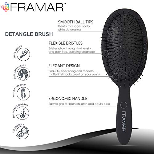 Framar Detangling Brush for Curly Hair – Hair Brushes for Women Detangler, Wet Detangler Hair Brush Wet, Wet Hairbrush For Women, Hairbrushes, Wet Hair Brush Detangler – Reduces Hair Breakage Black - color: Black