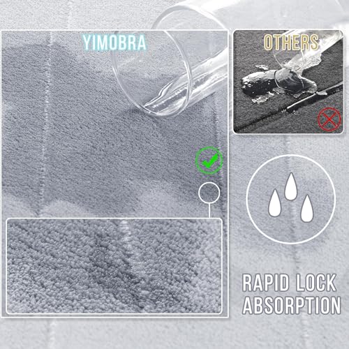 Yimobra 3 Pieces Memory Foam Bath Mat Set with U-Shaped Toilet Rug - Non Slip Super Soft Absorbent Quick Dry Bathroom Rugs for Bathtub, Vanity & Toilet Base, Silver - color: Silver, size: 44''x24'' + 31.5''x20'' + 24''x20''