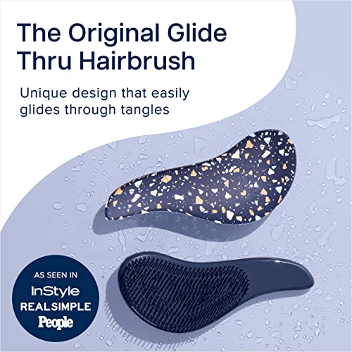 Crave Naturals Glide Thru Hair Brush - Detangler Brush for Curly, Straight, Wet or Dry Hair - Gentle Detangling Brushes for Adults, Kids, Toddlers - Hair Accessories for Women, 7.5"x3" - Terazzo - color: Terrazzo, size: 1 Pack (Regular)