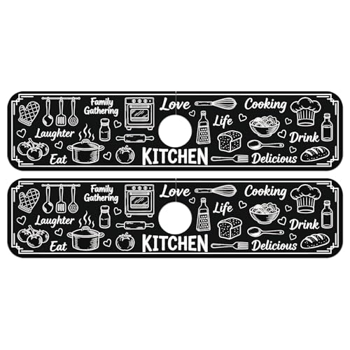 2 Pcs Kitchen Sink Splash Guard Faucet Mat Graffiti Pattern Faucet Mat for Sinks Digital Painting Absorbing Drying Mats for Kitchen Bathroom, 23.6x5.5inch - color: Graffiti Pattern