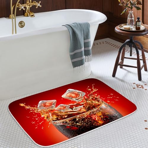 Funny Red Drink Ice Modern Aesthetic Luxury Bath Rugs Non Slip Shower Mat Bathroom Decor Door Rug (16x24 inches) - color: Multi Color 19, size: 2' x 1'4" (Rectangular)