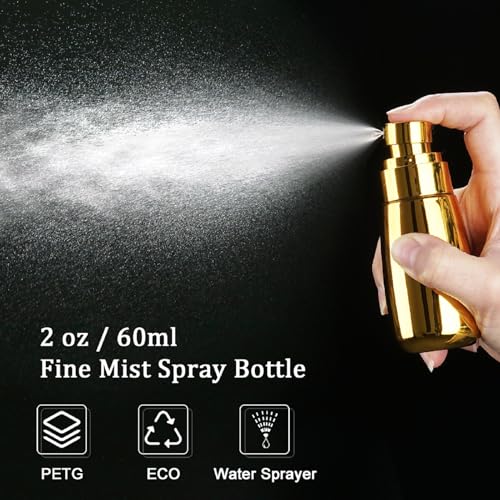 Cosywell Fine Mist Spray Bottle TSA Approved 3 Pack 2oz 60ml Leak Proof Travel Spray Bottle Empty Plastic Refillable Containers for Hair Perfume Toners Rose Water Cosmetics(Gold+Green+Pink) - color: Gold+Green+Pink, size: 2 oz