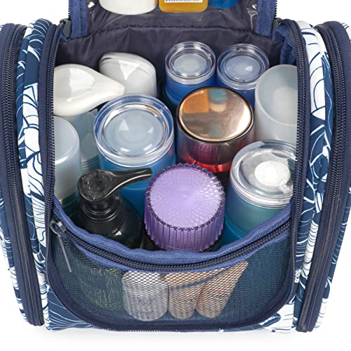 Narwey Small Hanging Travel Toiletry Bag Cosmetic Make up Organizer for Women and Men (Medium, Blue Lotus) - color: B-Blue Lotus, size: Medium