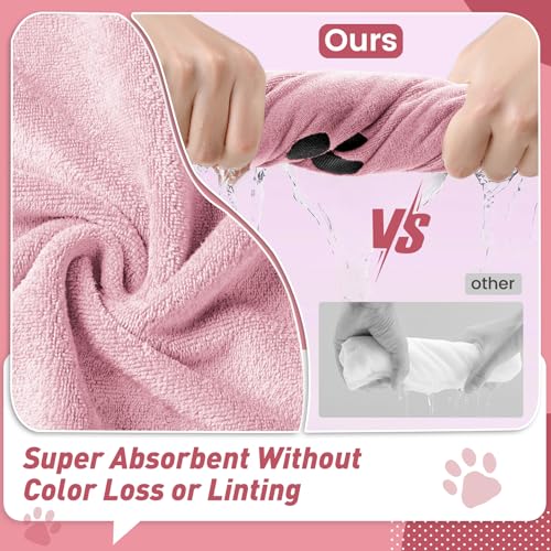 Pet Shower & Bath Supplies，Dog Shampoo Brush Set with Towel, Washing Gloves,Comb for Dogs and Cats (PINK) - color: pink, size: M
