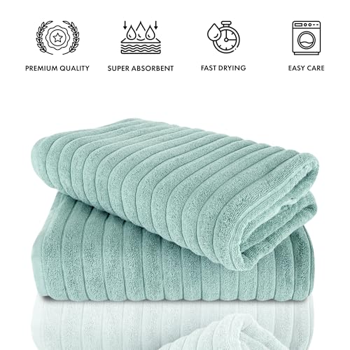 Classic Turkish Towels CTT - Premium 2 Piece Jumbo Bath Sheets, 100% Turkish Cotton, Absorbent & Ultra Comfy Bath Towel Sheets for Hotels & Spa | 40"x65" (Spa Green) - color: Spa Green, size: 2-Piece Bath Sheets
