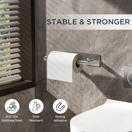 FORIOUS Toilet Paper Holder Wall Mount, Stainless Steel Rustproof Double Post Pivoting Tissue Roll Holder for Bathroom, Commercial Toilet Paper Dispenser (Stainless Steel, Modern Square 1 Pack) - color: Stainless Steel
