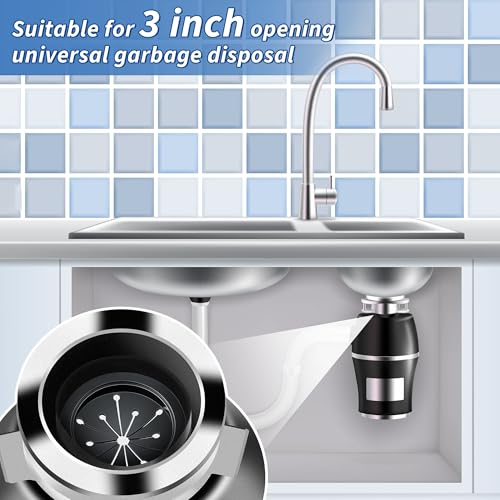 Meonum 4Pcs 3 Inch Garbage Disposal Splash Guards with Round Kitchen Sink Stopper, Universal Rubber Food Waste Disposal Cover, Baffle Accessories and Drain Plugs