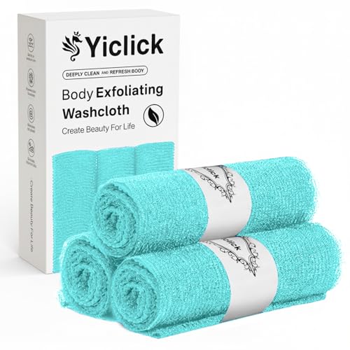 Yiclick Exfoliating Washcloth Towel- Exfoliating Body Scrubber Exfoliator, Back Scrubber for Shower Bath, Exfoliate Rags Wash Cloths, Loofah Lufa Sponge, Body Scrub & Exfoliation Women Men - color: Light Green