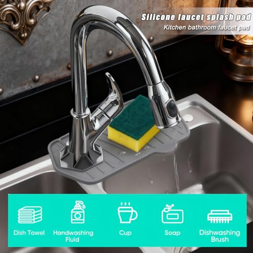 Silicone Sink Splash pad with Inclined Drain, Easy-to-Clean Drain pad, Suitable for Kitchen and Bathroom. (Unilateral Gray) - color: Unilateral Gray