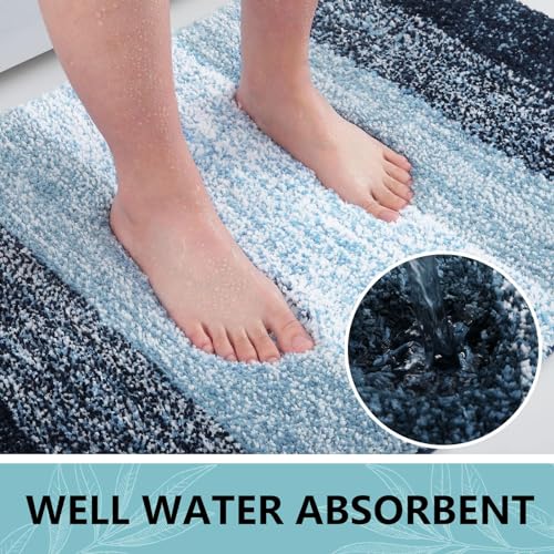 Arotive Bathroom Rugs Sets 2 Piece, Soft Absorbent Microfiber Bath Mats and U-Shaped Contour Toilet Rug, Machine Washable Dry Bath Mats for Bathroom, 24x16 and 24x20, Dark Blue - color: Dark Blue, size: 24" X 16" + U Shape 24" X 20"
