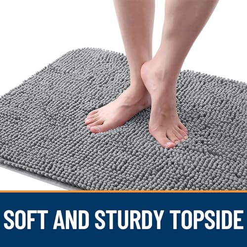 OLANLY Dog Door Mat for Muddy Paws 30x20, Absorbs Moisture and Dirt, Absorbent Non-Slip Washable Doormat, Quick Dry Chenille Mud Mat for Dogs, Entry Indoor Entryway Carpet for Inside Floor, Grey - color: Grey, size: 30" X 20"