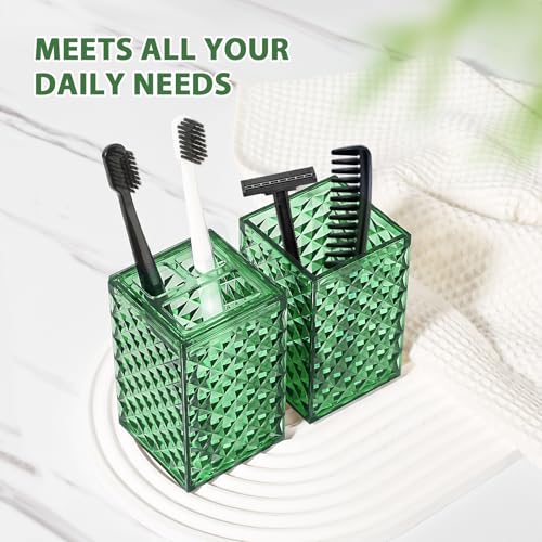 RYTOXILO Green Bathroom Accessories Set, 4 Pack Green Bath Accessory Sets Complete, Acrylic Soap Dispenser and Toothbrush Holder Set for Bathroom Counter Sink, Modern Bathroom Decor - color: Green
