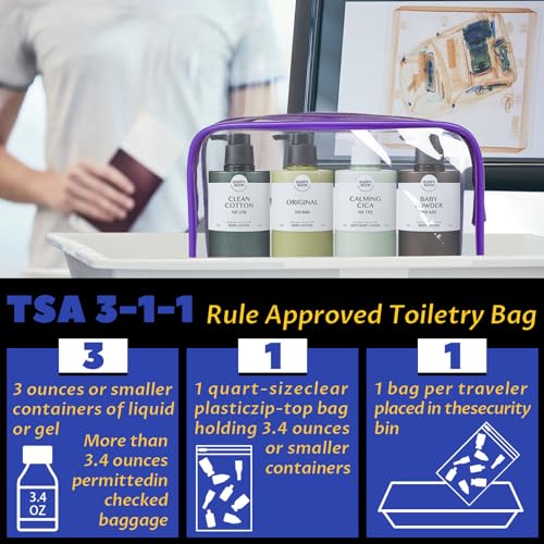 YedsIntu 16 Pieces Clear Makeup Bag PVC Zippered Clear Toiletry Carry Pouch Portable Cosmetics Bag Waterproof Makeup Bag Vinyl Plastic Organizer Case for Travel Vacation Bathroom (Purple-M) - color: Purple-M