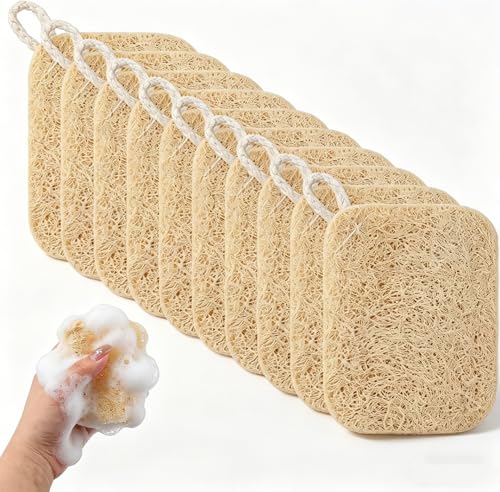 10Pcs Kitchen Sponges - Natural, Reusable and Eco-Friendly - Loofah Sponges for Dishes,Pots, Pans, Tableware Everyday Cleaning - Cleaning Sponge for Kitchen, Bathroom, Household