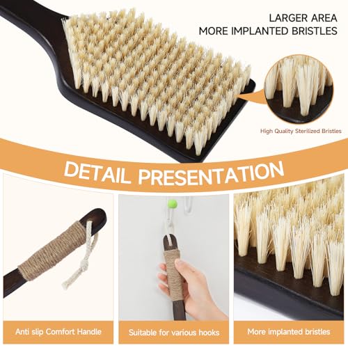 Back Scrubber Shower Brush,Dry Brushing Body Brush with 17.7 Inch Curved Long Handle, Natural Bristles for Lymphatic Drainage, Soft & Stiff Bristles Available (Natural Fiber, Soft) - color: Natural Fiber, size: SOFT