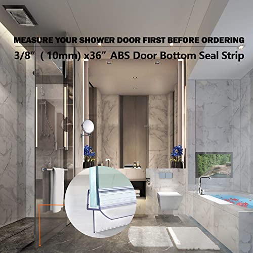 Frameless Ultra Clear Shower Door Bottom Seal 3/8"(10mm) Thick 36"(914mm) Long 2 Pack,Soft Bathroom Door Sweep Rubber Clip,Glass Shower Door Seal Strip Stop Shower Leaks,Fit for Doors Windows - size: 3/8"(10mm), 2-Pack, 36" Long