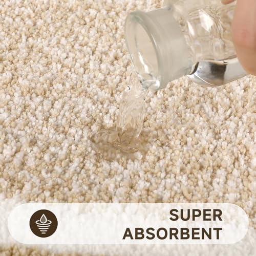 Pauwer 3 Pieces Bathroom Rugs Sets, Microfiber Shaggy Bath Mat Set, Ultra Soft Non-Slip Rug with U Shaped Toilet for Bathroom, Tub, Shower Washable Carpets Set,Beige - color: Beige, size: 18"x26"+18"x48"+U Shape 20"x24"