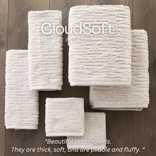 SKL Home CloudSoft Cotton Luxury 4-Piece Washcloth Set, Oatmeal - color: Oatmeal, style: Wash Cloths (Set of 4)