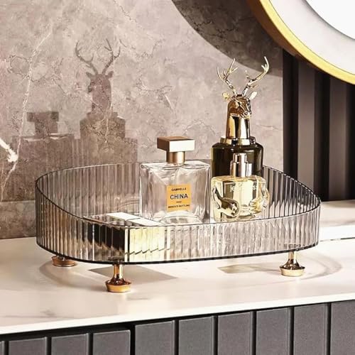 Makeup Perfume Organizer, Vanity Tray, Cosmetic Skincare Tray, Countertop Organizer for Bathroom, Clear - color: Clear