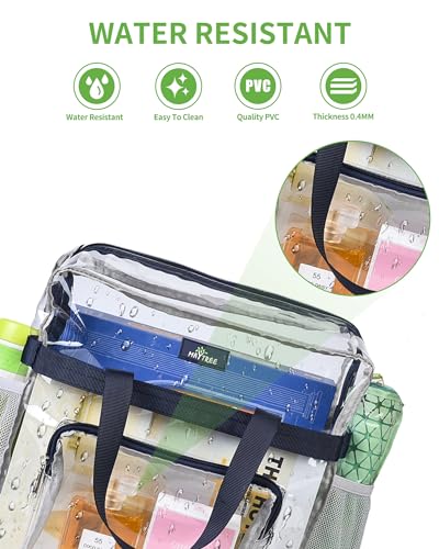 MAY TREE Clear Bag for Stadium Events 12×6×12 Clear Tote Lunch Bag with Reinforced Straps for Work, Sporting Events and Gym, Navy - color: Navy