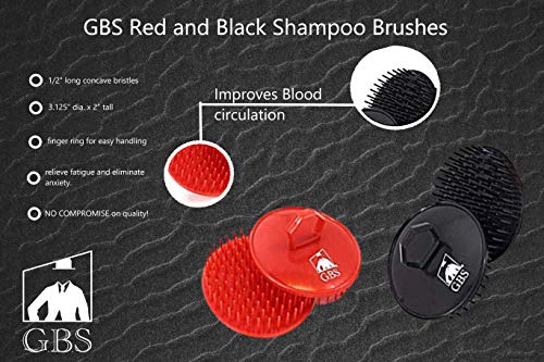G.B.S Easy to Hold Hair Scalp Shampoo Brush Scrubber, 4 Black, 4 Red, Pack of 8 - color: 4red/4blk