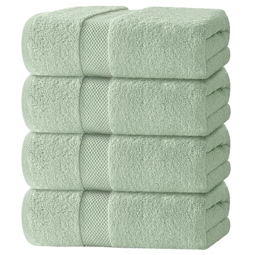 White Classic Luxury Bath Towels Set of 4 Large - 700 GSM Cotton Ultra Soft Bath Towels 27x54 | Highly Absorbent and Quick Dry | Hotel Towels for Bathroom Luxury, Plush Mint Green - color: 11: Mint Green