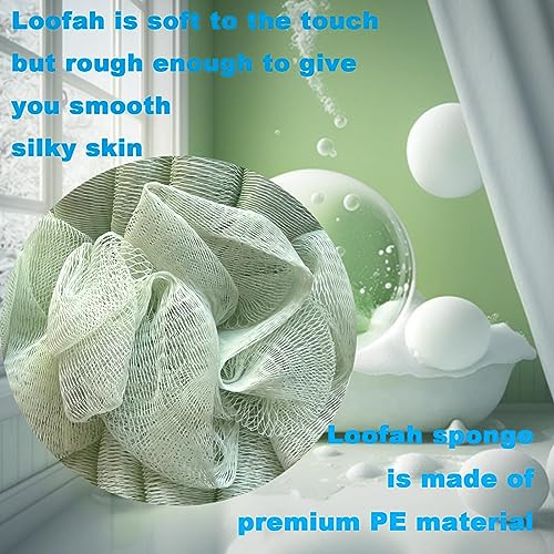 Large 85g Green Bath Loofah Sponge Loofa Luffas Shower Puff Pouf Ball Exfoliating Body Back Scrubber for Men&Women - style: Style 5