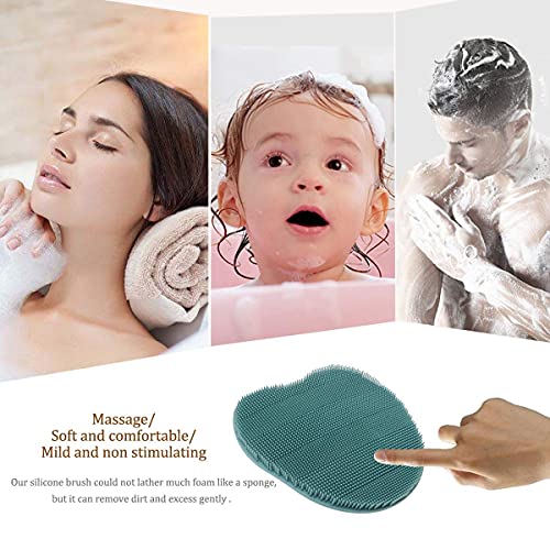 2 Pack Soft Silicone Shower Brush, Body Scrubber Exfoliating Skin Massage | Body & Face & Short Hair Wash, Dry Skin Brushing Glove Loofah, Fit for Sensitive and All Kinds of Skin (PeonyPink+Green) - color: 1 Pars_pink+green
