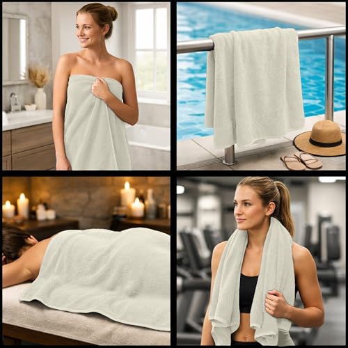 RIVERSIDE Pack of 8 Towels Set, 2 Large Bath, 2 Hand, 4 Face Washcloths, 100% Cotton Hotel Quality, Super Soft, Quick Dry, Highly Absorbent Perfect for Bathroom, Cannoli Cream - color: Cannoli Cream, size: Towel Set (PK 8)