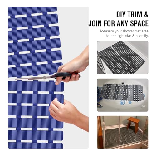 MBOSS Bath Tub Shower Mat Non Slip Bathtub Mats for Bathroom Shower Floor Mat Bath Mats for Shower Tub Anti Slip Shower Mat with Drain Hole and Large Suction Cups(Deep Blue, 27.5 X 15.7 Inch) - color: Deep Blue, size: 27.5" x 15.7" (Rectangular)