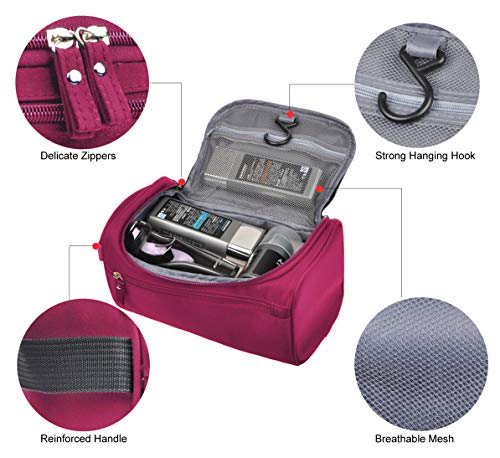 Vercord Mens Toiletry Bag Wash Travel Small Shaving Dop Kit Shower Bathroom Ditty Hygiene Bag Burgundy - color: Burgundy