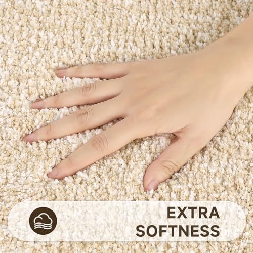 Pauwer 3 Pieces Bathroom Rugs Sets, Microfiber Shaggy Bath Mat Set, Ultra Soft Non-Slip Rug with U Shaped Toilet for Bathroom, Tub, Shower Washable Carpets Set,Beige - color: Beige, size: 18"x26"+18"x48"+U Shape 20"x24"