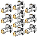 10pcs Angle Stop Valve, 1/2" PTC Input, 3/8" OD Compression Output | for Kitchen, Faucet, Toilet Valves - size: 10×Angle