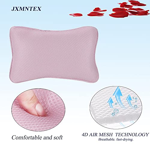 Bath Pillow for Tub, Non Slip with 2 Large Suction Cups, Breathable Soft, Comfortable Head Neck Support, Machine Washable (Pink) - color: L-pink