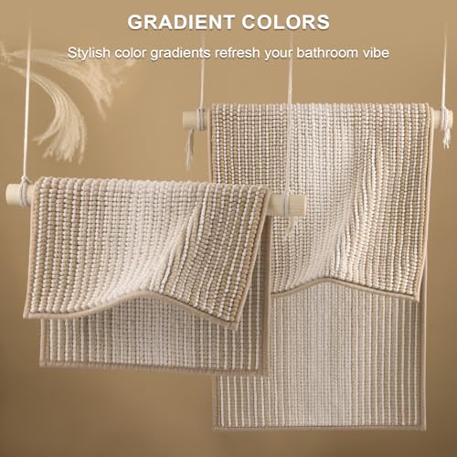 BSICPRO Bathroom Rugs and Mats Sets, 2 Piece Thick Absorbent Chenille Bath Mat Rug Set Non Slip, Soft Shaggy Bath Room Floor Mats for Bathroom, Machine Washable (20" x 32" Plus 16" x 24", Beige) - color: Beige, size: 20" x 32" Plus 16" x 24"
