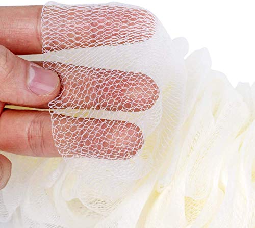 Back Scrubber for Shower, Loofah Long Handle Bath Body Brush, Soft Nylon Mesh Sponge On a Stick for Shower Men Women Kids Elderly, Exfoliating Scrub Cleaning Luffa for All Kinds of Skin - color: 3pack-white