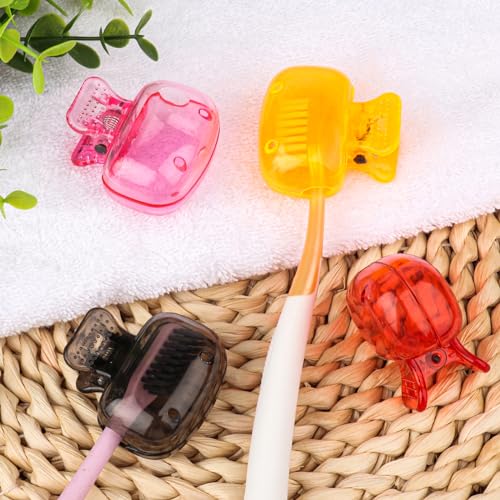 4 Pack Toothbrush Covers Toothbrush Holders Toothbrush Protector Cap Brush Pod Case Protective Portable Plastic Clip for Household Travel, Bathroom, School, Camping, Business (Grey, Red, Orange, Pink) - color: Grey, Red, Orange, Pink