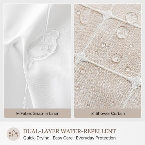 River Dream Linen Farmhouse Shower Curtain with Snap-in Liner, No Hooks Needed,with Magnets,with Tassels,Water Repellent&Machine Washable,36x74Inch - color: Linen-window, size: 36"W x 74"L (Pack of 1)