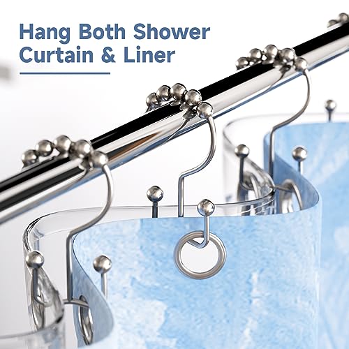 Titanker Shower Curtain Hooks Rings, Rust Resistant Metal Double Glide Shower Hooks Rings for Bathroom Shower Rods Curtains, Set of 12 Hooks - Nickel - color: Nickel, style: Modern