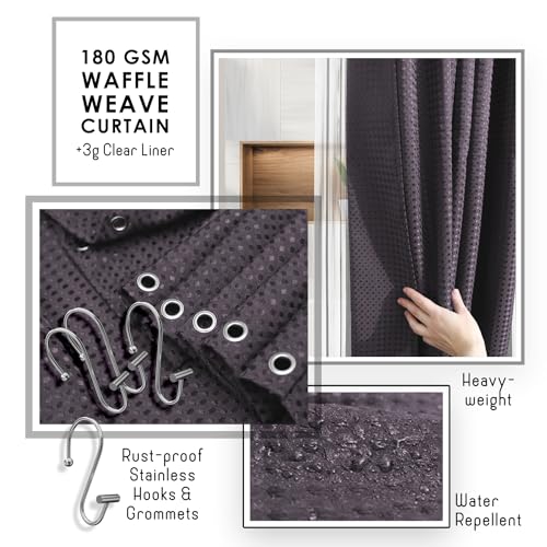 Clara Clark Bathroom Accessories Set - Bathroom Set, Bathroom Sets with Shower Curtain and Rugs, Shower Curtain Set with Trash Can - Purple - 22PC - color: Purple, size: Complete Set + Bath Rugs