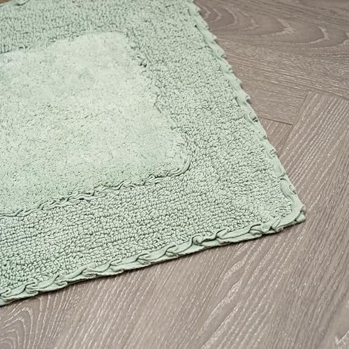 Laura Ashley Ruffle Border 100% Cotton Bath Rug, Sage Green, 17"x 24", (Pack of 6) - color: Sage Green, size: 1'5" x 2' (Rectangular) (Pack of 6)